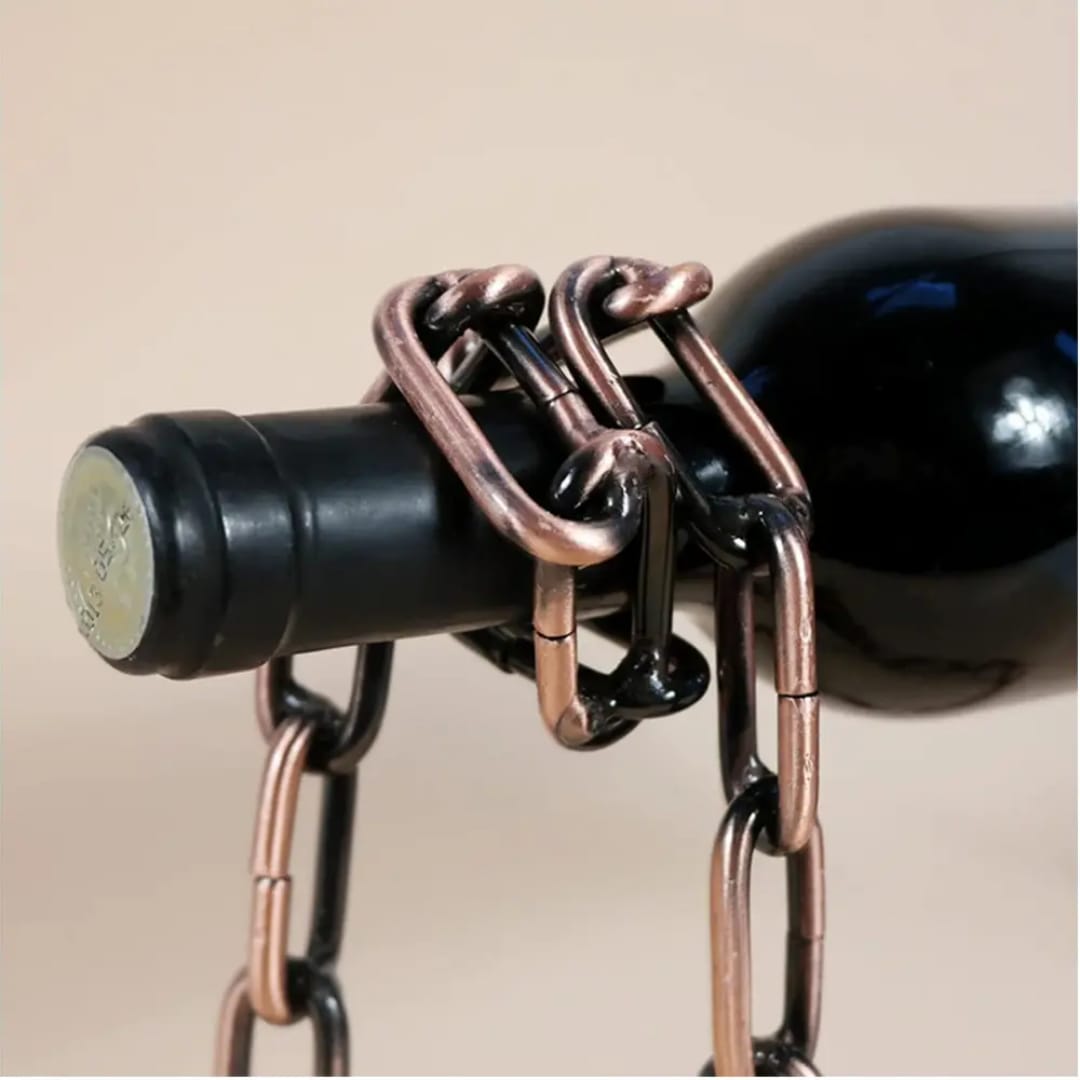 CADENA MAGICA PORTA BOTELLA VINO CADENA ESLABONES SOPORTE DECORATIVA