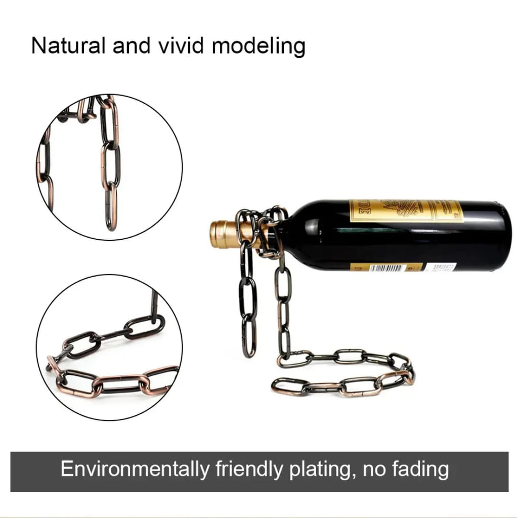 CADENA MAGICA PORTA BOTELLA VINO CADENA ESLABONES SOPORTE DECORATIVA