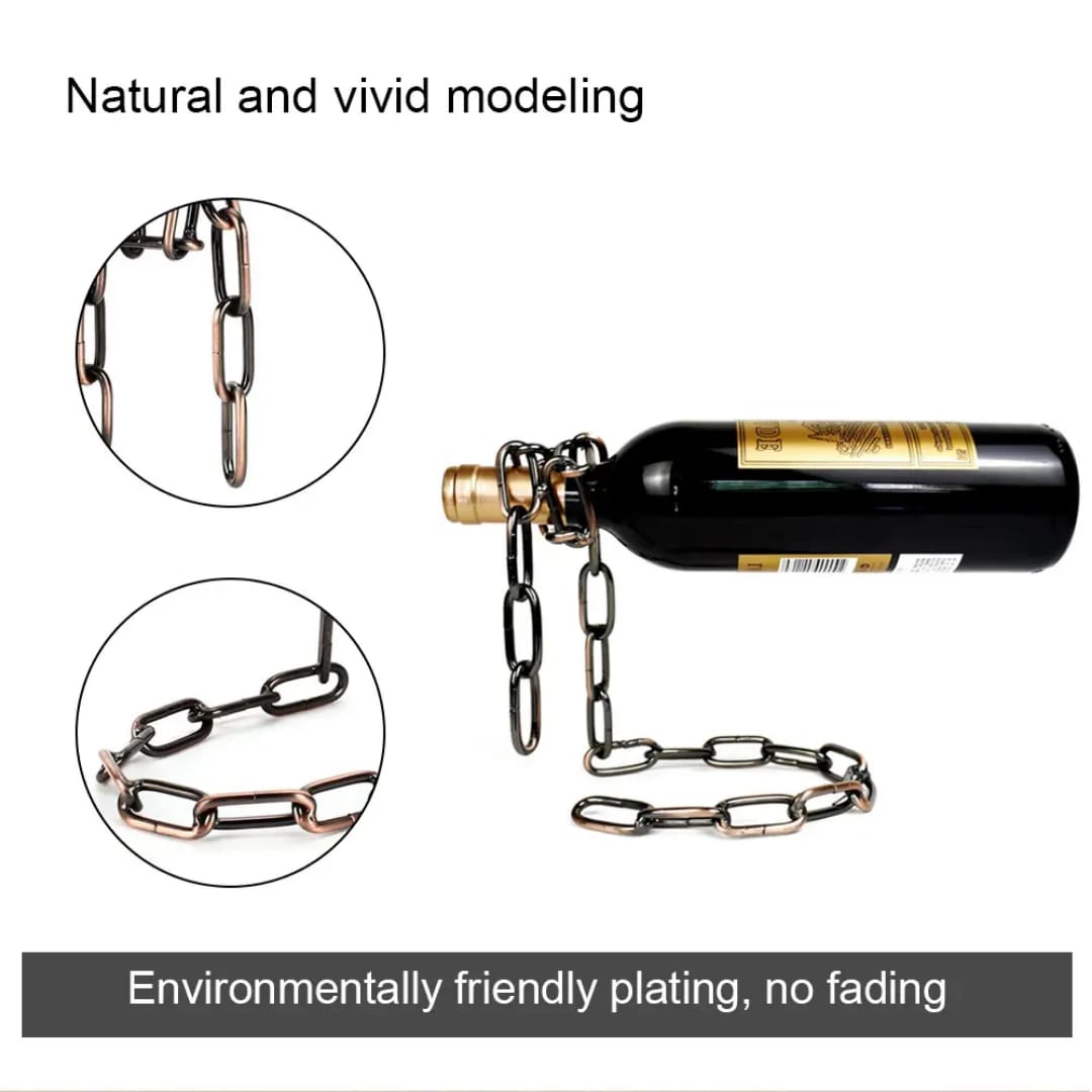 CADENA MAGICA PORTA BOTELLA VINO CADENA ESLABONES SOPORTE DECORATIVA